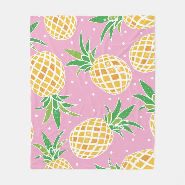 Couverture Polaire Jolie ananas sur grunge rose pois backgro (Devant)