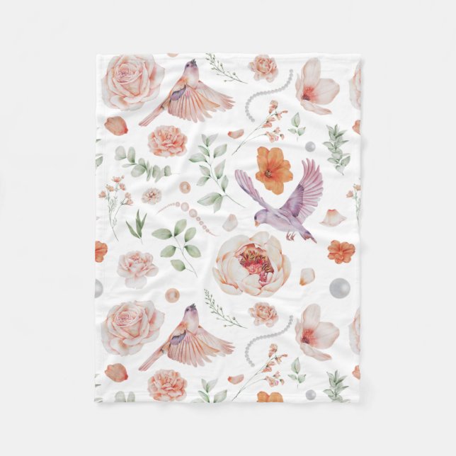 Couverture Polaire Jolie aquarelle Floral Hummingbird Motif (Devant)