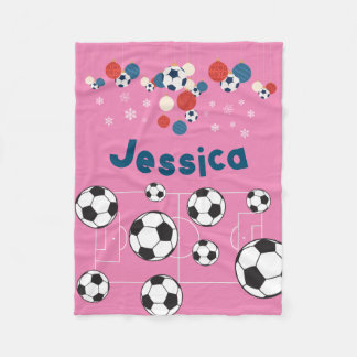 Couverture Polaire Jolie Boule de Football de Noël personnalisée