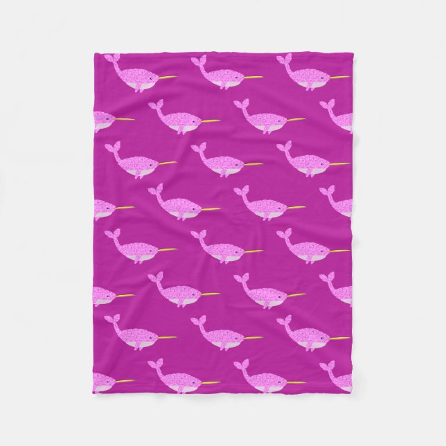 Couverture Polaire Jolie fille rose bébé Narwhal Patterned (Devant)