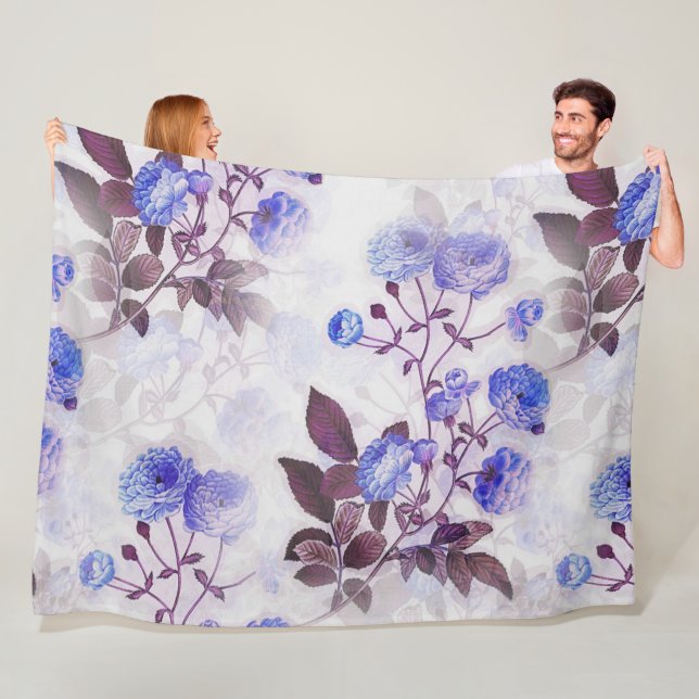 Couverture Polaire Jolie impression de fleurs violettes (En situation)