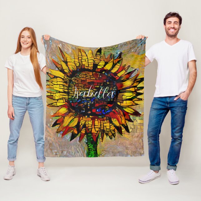 Couverture Polaire Jolie peinture Abstraite de tournesol (En situation)