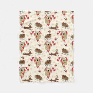 Couverture Polaire Jolie Père Noël Sloth Joyeuses Vacances