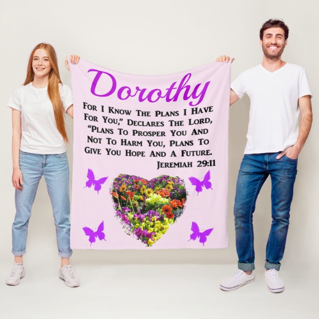 COUVERTURE POLAIRE JOLIE PERSONNALISÉE JEREMIAH 29:11 FLORAL (En situation)