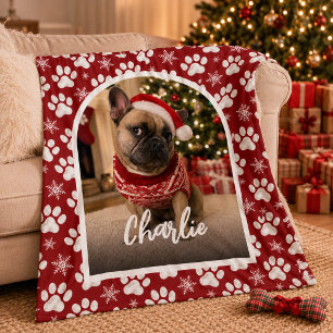 Couverture Polaire Jolie photo de chien pour Noël
