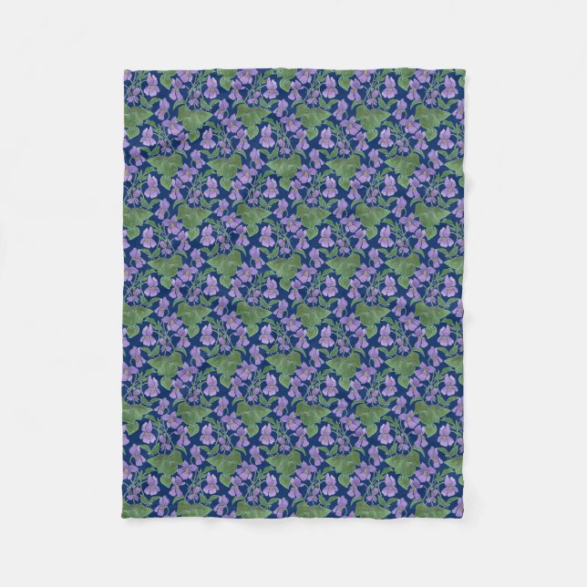 Couverture Polaire Jolie Violets Custom Fleece Blanket sur Navy Blue (Devant)
