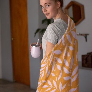 Couverture Polaire Jolies branches - orange et rose