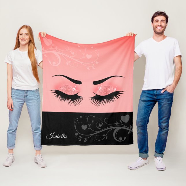 Couverture Polaire Jolies cils - Coral rose (En situation)