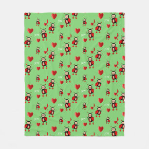 Couverture Polaire Jolies coccinelles, cœurs et texte Joie sur fond v
