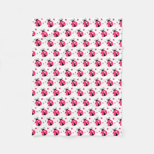 Couverture Polaire Jolies coccinelles roses et fleurs