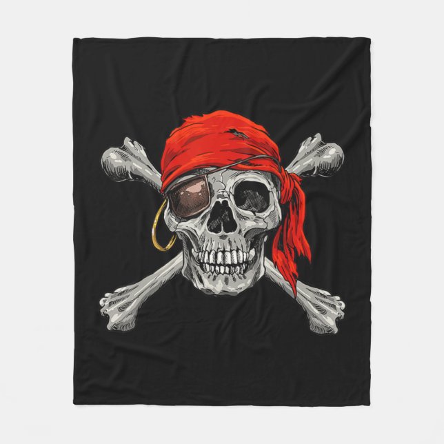 Couverture Polaire Jolly roger Pirate Skull Crossbones Halloween Coût (Devant)
