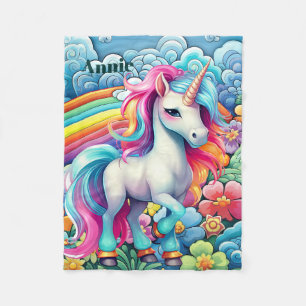 Couverture Polaire Jote bébé fille licorne ajouter nom