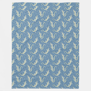Couverture Polaire Jouer Alligator Vert Paisley sur Bleu