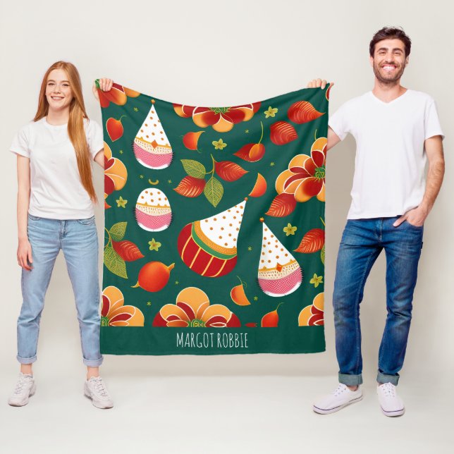 Couverture Polaire Jouets de Noël du Père Noël Motif rétro (En situation)