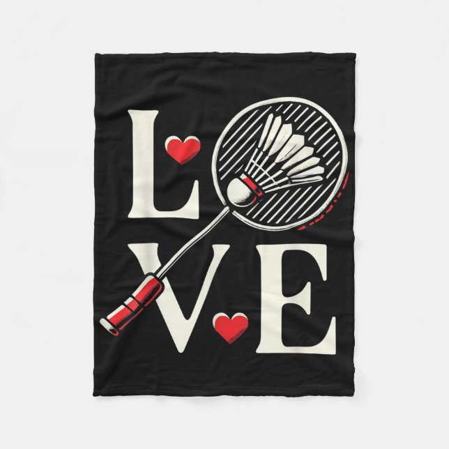 Couverture Polaire Joueur de badminton d'amour Cœur Raquette Navette  (Devant)