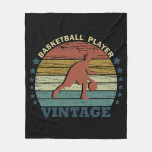 Couverture Polaire Joueur de basket dribbler vintage coucher de solei