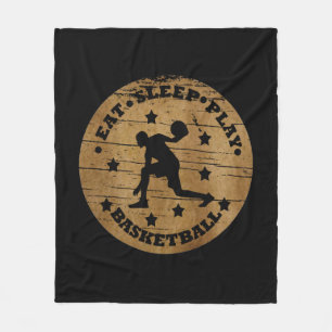 Couverture Polaire Joueur de basket dribbler vintage coucher de solei