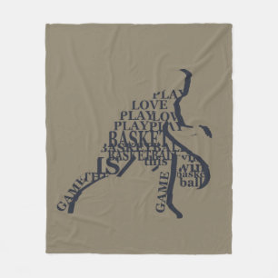 Couverture Polaire Joueur de basketball dribble avec texte intégral d