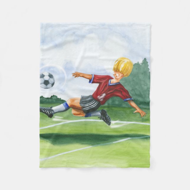 Couverture Polaire Joueur de football à la balle par Jay Throckmorton (Devant)