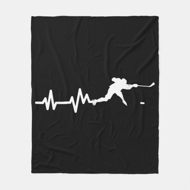 Couverture Polaire Joueur de hockey battement de coeur du hockey sur  (Devant)