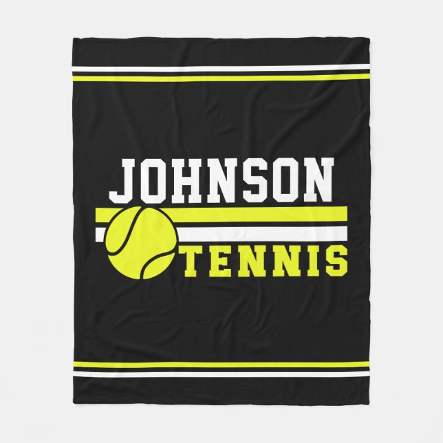 Couverture Polaire Joueur de tennis NOM Ball Jeu court personnalisé (Devant)
