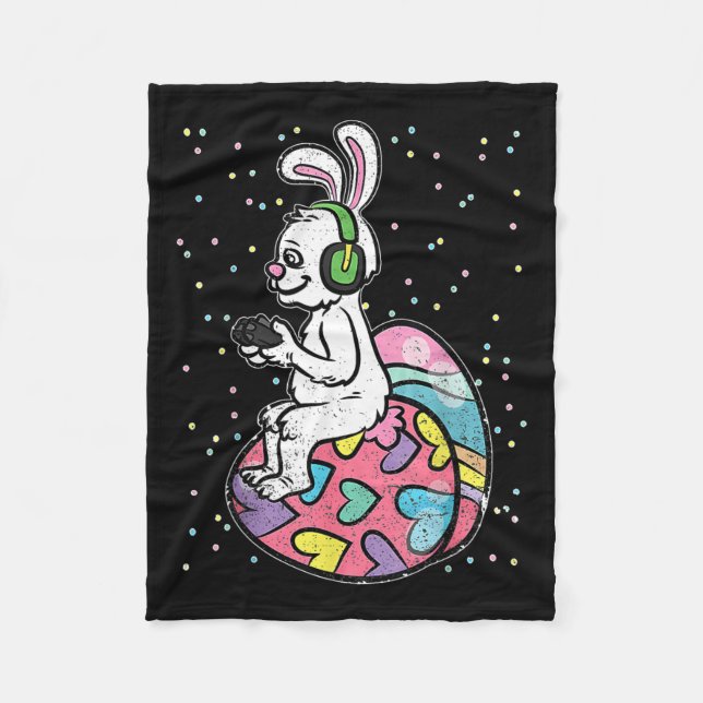 Couverture Polaire Joueur Vidéo Lapin De Pâques Avec Contrôle (Devant)
