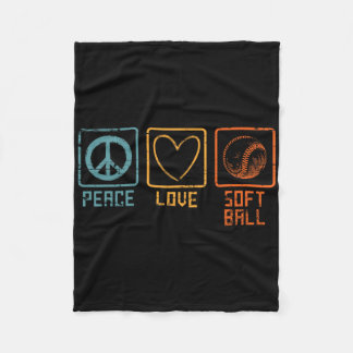 Couverture Polaire Joueuse de softball hippie signe de paix Amour Sof