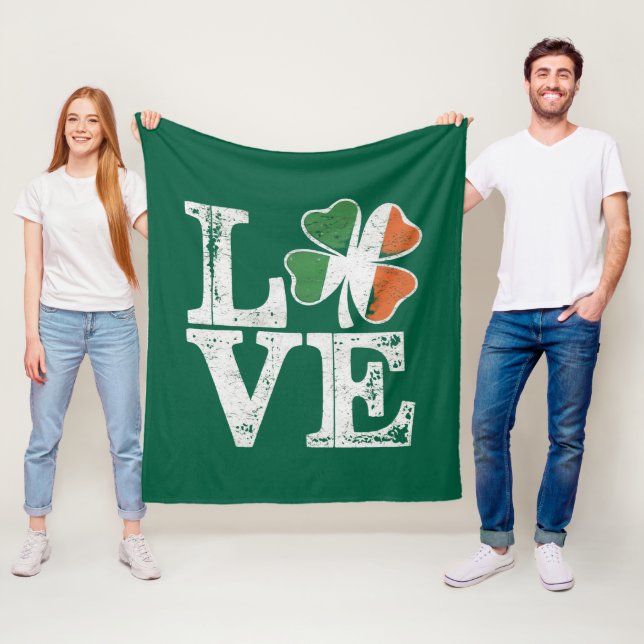 Couverture Polaire Jour de la Saint Patrick Love Lucky Shamrock irlan (En situation)