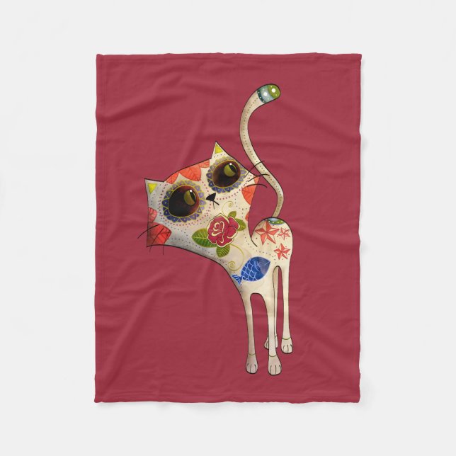 Couverture Polaire Jour mexicain noir du chat mort (Devant)