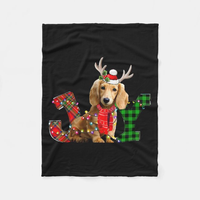 Couverture Polaire Joy Christmas Lights Long Haired Dachshund Dog San (Devant)