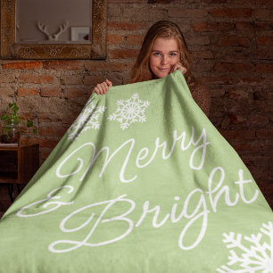 Couverture Polaire Joyeuses Fêtes Élégants Festifs Sur Vert Clair