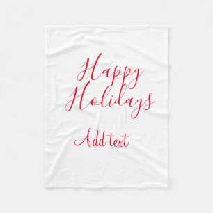 Couverture Polaire Joyeuses fêtes Noël calligraphie rouge simple mi