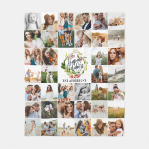 Couverture Polaire Joyeuses vacances aquarelle fleurie vacances famil