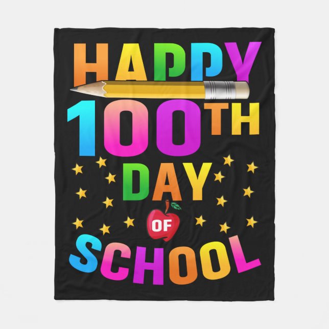 Couverture Polaire Joyeux 100e jour d'école pour enseignants et étudi (Devant)
