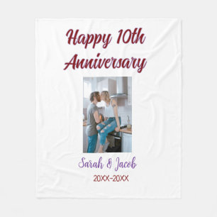Couverture Polaire Joyeux 10e anniversaire photo mariage nom du coupl