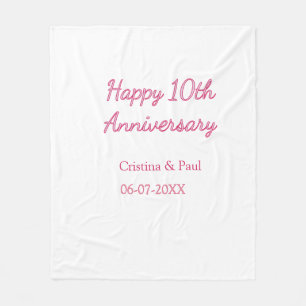 Couverture Polaire Joyeux 10ème anniversaire de mariage simple nom mi