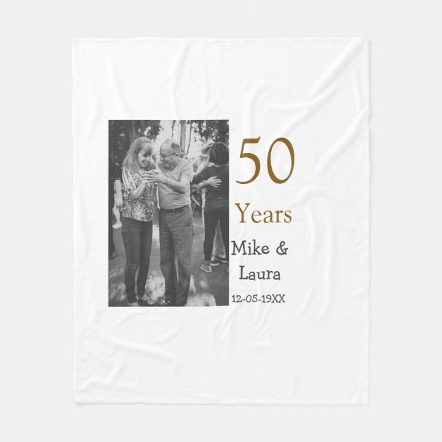 Couverture Polaire Joyeux 50e anniversaire ajouter nom du couple date (Devant)