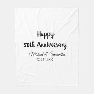 Couverture Polaire Joyeux 50e anniversaire ajouter nom du couple date