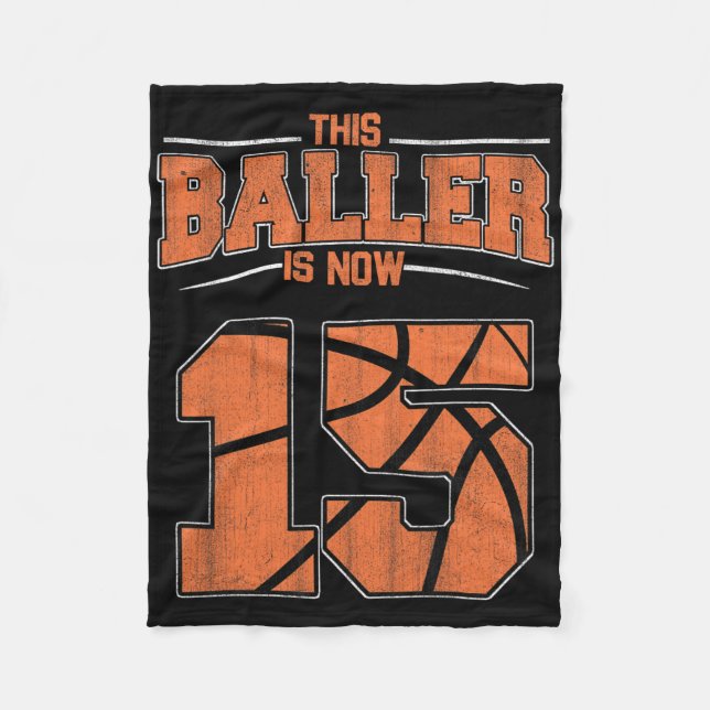 Couverture Polaire Joyeux anniversaire 15 ans Bysketbyll garçons Quin (Devant)