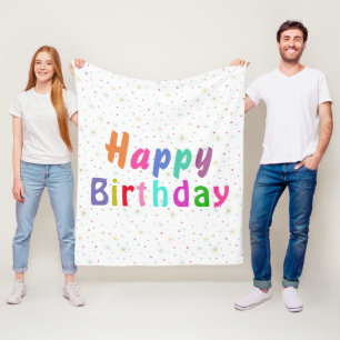 Couverture Polaire Joyeux Anniversaire Colorful Stars and Text