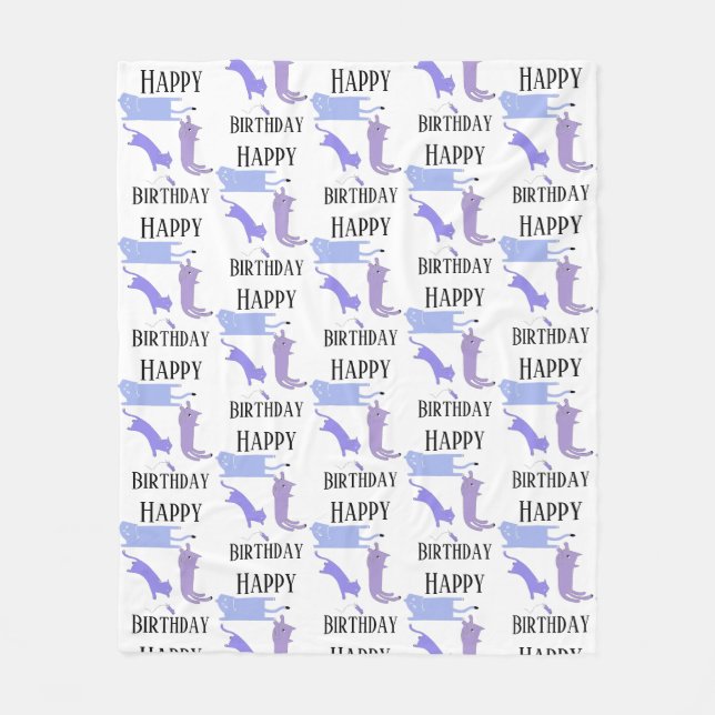 Couverture Polaire Joyeux anniversaire Modèle Funny Cats (Devant)
