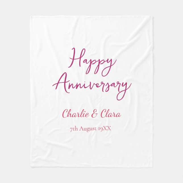 Couverture Polaire Joyeux anniversaire nom rose gras nom date si (Devant)