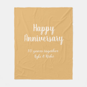 Couverture Polaire Joyeux anniversaire or blanc 10 ans nom date 