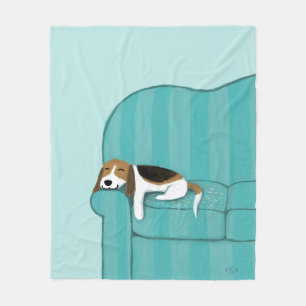 Couverture Polaire Joyeux Beagle de canapé  Mignons chiens qui dorme