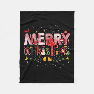 Couverture Polaire Joyeux Buffalo de Noël Plaid Red Père Noël Famille