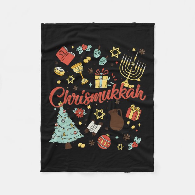 Couverture Polaire Joyeux Chrismukkah Joyeux Noël Hanoukka 1 (Devant)