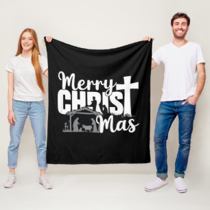 Couverture Polaire Joyeux Christ Mas chrétien Noël Jésus Famille