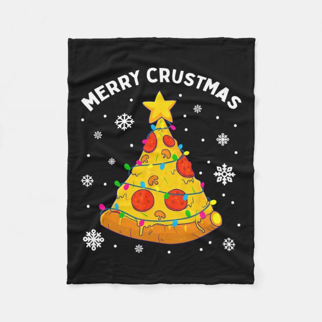 Couverture Polaire Joyeux Crustmas Pizza Arbre de Noël Joyeux Noël (Devant)