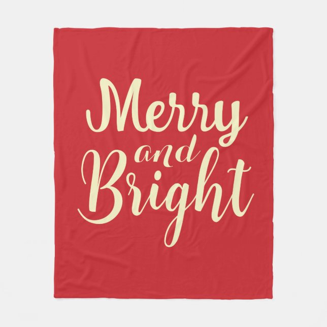 Couverture Polaire Joyeux et brillant script de Noël rouge (Devant)