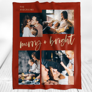 Couverture Polaire Joyeux et lumineux Multi Photo Grid Christmas